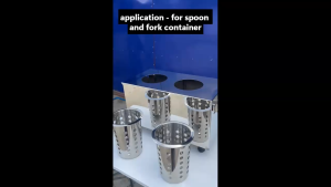 Stainless Spoon and Fork container perforated with holes - hexafine