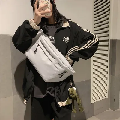 Wang Yibo Mens Crossbody Bag Large Capacity Simple Versatile Shoulder Bag Sporty Polyester Lining Single Strap Dumpling Shape