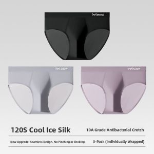 miiow | Mens Ice Silk Triangle Underwear Breathable Thin Summer Shorts Quick Dry Antibacterial Large Size Briefs Comfortable Mesh Innerwear