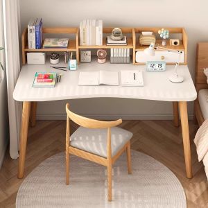 Modern Minimalist Bedroom Computer Desk with Bookshelf Integrated Writing Table Small Size Student Home Office Desk