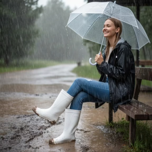 Camel Ladies Mid-cut Non-Slip waterproof rubber soles White rainboots (CW-318)