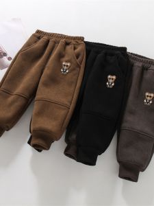 กางเกงวอร์มผ้าคอร์ดูรอยหนาสำหรับเด็กชาย กางเกงวอร์มฤดูใบไม้ร่วง/ฤดูหนาว กางเกงวอร์มเด็กผ้าคอร์ดูรอยหนา อบอุ่น กางเกงขายาว