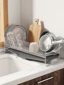 Nigus 304 Stainless Steel Dish Drainer Rack Kitchen Sink Narrow Edge Dish Drainage Stand Nordic Style Kitchen Accessories