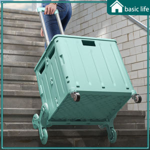 Foldable Storage Box Plastic Organizer Outdoor Travel Portable Storage Box Supermarket Portable Shopping Cart