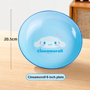 For Sanrio Collaboration 8inch Ceramic Plates Cartoon Childrens Round Plates Kuromi/HelloKitty Dessert Plate Kitchen Tableware