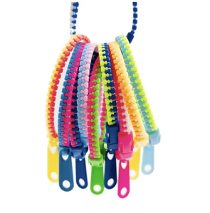 10Pcs Candy Double Color Zipper Bracelet Plastic Fun Stress Relieving Sensory Toy Party Friendship Bracelet Fashion Decoration