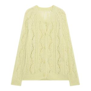 Yellow Lightweight Hollow Lace V-Neck Cardigan