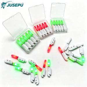 10Pcs LED Fishing Rod Tip Light Night Fishing Glow Stick Clip-On Bite Alarm Red/Green CR425 Battery Operated
