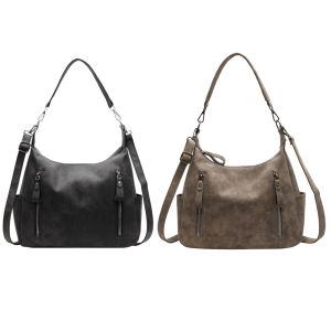 PU Leather Leisure Crossbody Bag Solid Color Stylish Tote Bag Commute Handbag