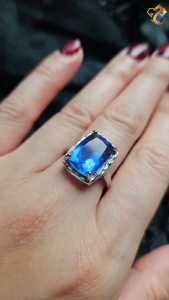 Blue Fluorite Titanium Adjustable Ring