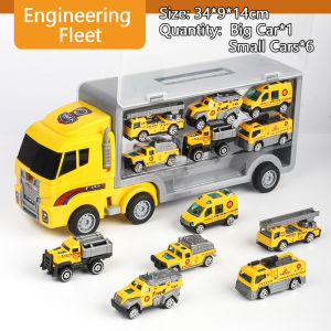 PROTREE Truck Carry Case With 6pcs Mini Alloy Engineering Vehicle Model Car Toys Truck for Kid Toy