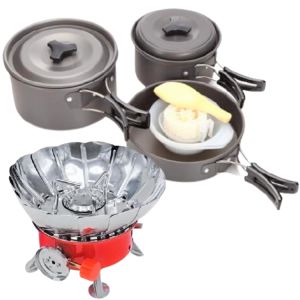 🔥ชุดทำอาหารแค้มป์ปิ้ง Cooking Set🔥ชุดหม้อสนาม และเตา ขนาดใหญ่ สำหรับ 3-5 คน ชุดทำอาหารแค้มป์ปิ้ง ชุดทำอาหารเดินป่า ชุดแคมป์ปิ้ง หม้อสนาม