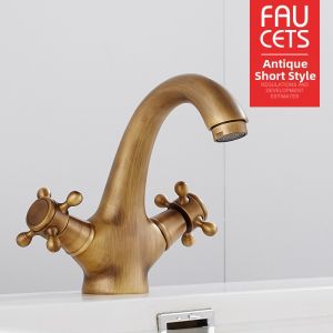 Antique Golden All Brass Bathroom Faucet
