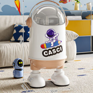 Thùng Rác Nhà Bếp Dung Tích Lớn Có Nắp Đậy Hình Người Ngoài Hành Tinh Sáng Tạo Thùng Rác Phòng Khách Phòng Tắm Trang Trí Nội Thất