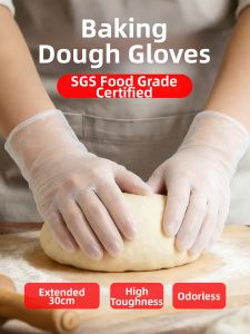 DINGQING | Food-Grade Dough Handling Gloves Disposable PVC Anti-stick Durable