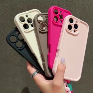 Ốp Điện Thoại iPhone Silicon Mềm Nhiều Màu Sắc Chống Sốc Chống Xước Có Thể Giặt Được Chống Bụi Kèm Dây Đeo Cho iPhone 17 16 15 V.v.