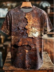 Bandai | 2026 Fashion Fun Rust Stained Texture Pattern 3D Printed T-shirt for Summer Outdoor Street Leisure Y2K Style Large T-shirt