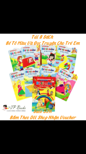 Combo Bộ 8 Cuốn Sách Bé Tô Màu Và Đọc Truyện Song ngữ Việt Anh Cho Trẻ Em - Kèm Hộp Màu Sáp Và Túi Đựng