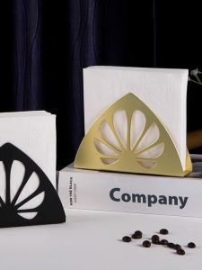 Commercial Stainless Steel Gold Color Stand Type Tissue Holder Bar Counter Special Triangle Desktop Tissue Holder Napkin Seat
