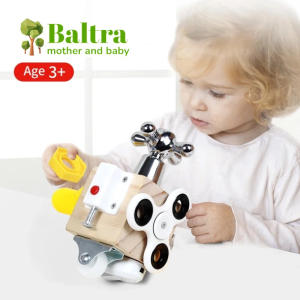 Baltra Kids Busy Cube Wooden Busy Block Montessori Educational Toys Hands-on Grasping Ability Training Lock Box