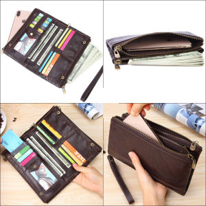 Royal Bagger Long Wallet for Men Genuine Cow Leather Fashion Mens Wallets Handbag Multi Function Zipper Clutch Bag Card Holder Phone Purses