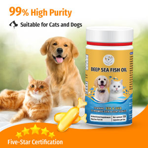 Cassiel Pet Norwegain Deep Sea Fish Oil Omega 3 Supplement for Dogs and Cats 120 soft gels Enhance Immune System EPA DHA