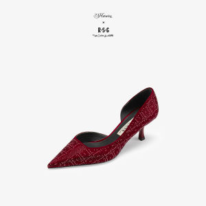 Red Dragon Year ฤดูใบไม้ผลิ Limited Edition รองเท้าส้นสูง เรียบหรู ทันสมัย รองเท้าแต่งงานแบบบาง สายคล้อง ประกายรุ่นใหม่ Youth เหมาะสําหรับ