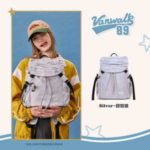 VANWALK Original Design Drawstring Backpack Womens High Aesthetic Value Small Bookbag Casual Leisure Nylon Material