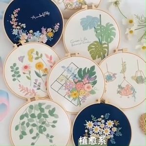❤️สอนฟรี ชุดปักผ้าลายดอกไม้ แถมสะดึงและที่สนเข็มEmbroidery kit beginners งานDIYชุดปักผ้า🌺มีคำแนะนำภาษาไทย ส่งจาก กทม