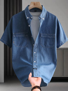 Summer Mens Casual Denim Shirt Thin Style Short Sleeve