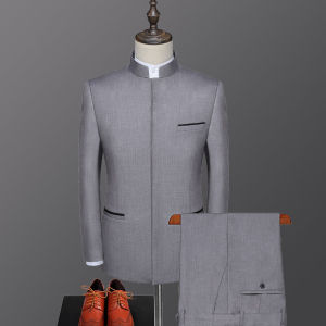 Performance Wedding Mandarin Collar Mens Suit