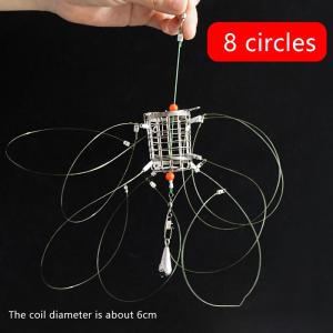 Stainless Steel Crab Trap Cage With Fishing Line Wire Frame Bait Feeder For Outdoor River Fishing Catching Tool