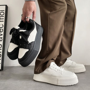 True Leather Panda Colorway Sporty Thick Bottom Trendy Shoes White Sneakers for Students Spring Summer Casual Board Shoes