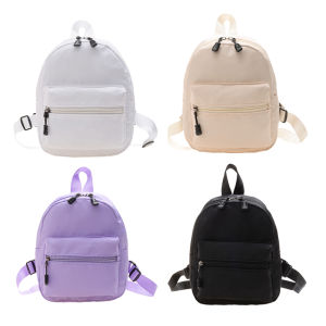 Women Backpack Stylish Solid Color Nylon Mini Rucksack for School and Shopping