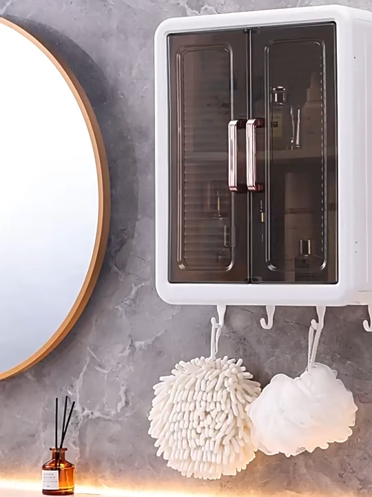 DR.STORAGE Wall-Mounted Cosmetic Storage Cabinet Bathroom Storage Box Simple Wall Mounted Skincare Products Storage Box