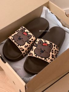 Dép Đi Biển Họa Tiết Da Báo Màu Đỏ Dễ Thương Cho Bé Gái Mùa Hè Thời Trang Đế Mềm Đế Ngoài EVA Dép Đi Trong Nhà