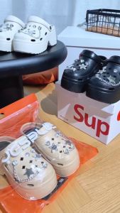 Sandal Baim Selop Wedges Tinggi 8CM Aksesoris Silver Rantai EVA Rubber Premium Import 8899-7