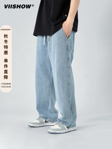 กางเกงยีนส์ทรงตรงเอวกลางสำหรับผู้ชาย กางเกงยีนส์ทรงหลวมสไตล์ลำลองสำหรับฤดูร้อน กางเกงยีนส์ทรงตรงสำหรับผู้ชายจาก VIISHOW