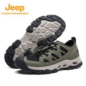 Jeep | Jeep Mens Outdoor Lightweight Breathable Slip-Resistant Hiking Shoes Quick-Drying Mesh Water Crossing Shoes Shock Absorption