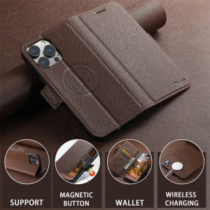 Luxury Magsafe Business PU Leather Wallet Phone Case For iPhone 12 13 14 15 16 Pro Max Plus 16Pro With Flip Card Holder Cover