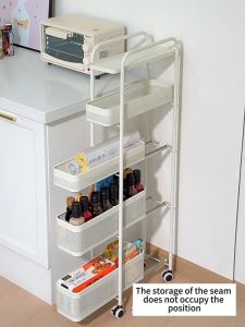 Stainless Steel Trolley Storage Rack With Wheels Sliding Wheels And Pullable Door Rear Storage Rack Bathroom Rack