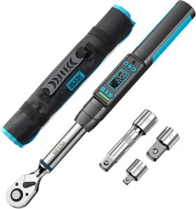 Seesii 3/8" Digital Torque Wrench Set 0–220 N·m LCD Display ±2% Professional Bicycle Motorcycle Car Automotive Tool
