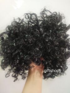 วิกผมหยิกวิกผมเงาะป่าสีดำ