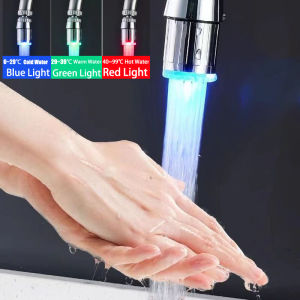 Creative LED Luminous Faucet Cold/Warm/Hot Water 3-Color Light Display Hydroelectric Kitchen Faucet with Filter Sink Faucet Nozzle Kitchen Accessories