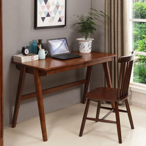 Solid Wood Nordic Style Home Office Desk with Shelves and Drawer