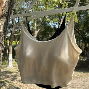 Original Double-Sided Silk Knitted Wrap Chest Vest Womens Short Tank Top with Detachable Pads Thin Strap True Silk by MICC LUCY