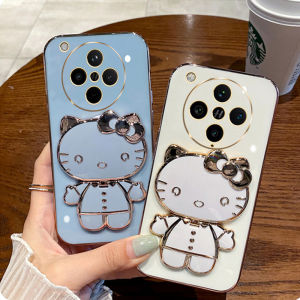 Hot Phone Case OPPO Find X8 Pro Reno12 F A3 A3X 4G 5G New Cute Cartoon Trend Silicone Soft Casing with Fashion Hello Kitty Spinning Mirror Holder 2024