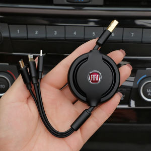 Fiat | 3-in-1 Micro Data Wire USB Type C Fast Charger For Fiat 500 Panda Cronos Argo Punto Tipo Doblo Abarth Bravo Stilo Ducato Pondo