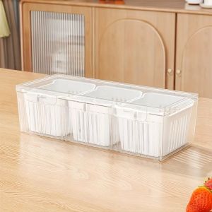 1 Set of Food Storage Containers Square Transparent Compartments for Refrigerators Salad Fruit Vegetable And Condiment Boxes