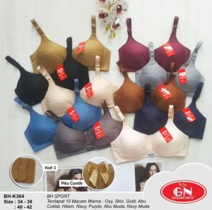 Sport Bra Golden Nick/ GN Sport / Bra Remaja Dewasa Bahan Licin Cup B Tanpa Kawat